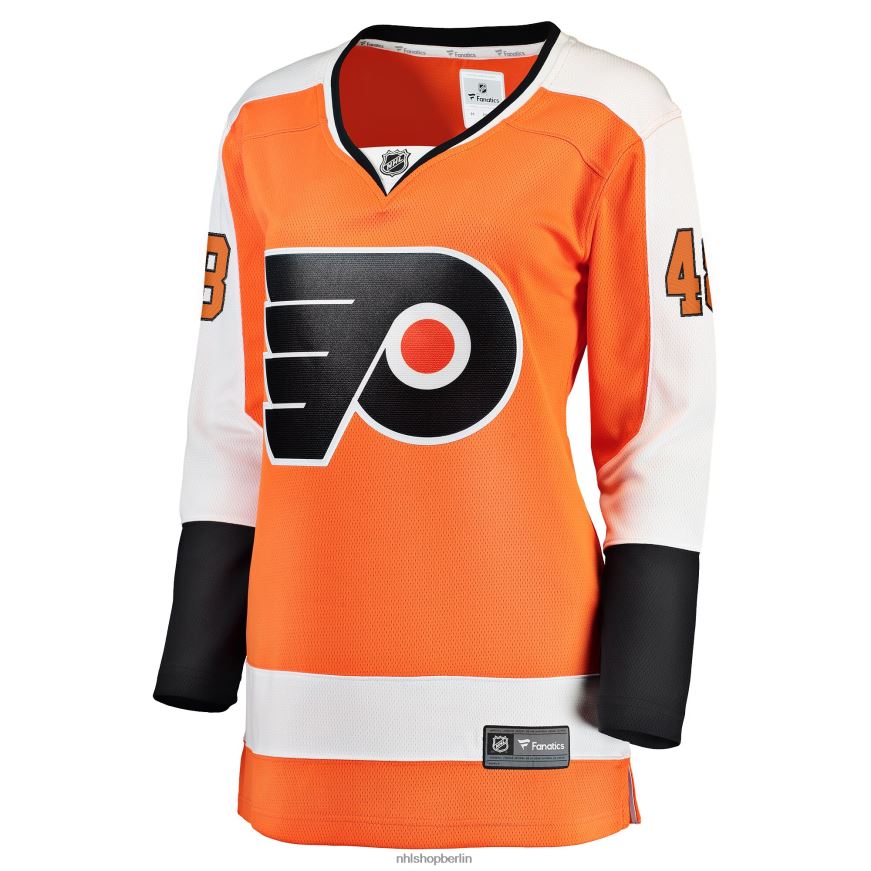 Frauen NHL Orangefarbenes Breakaway-Spielertrikot der Philadelphia Flyers mit Fanatics-Logo von Morgan Frost Kleidung BF680T1563