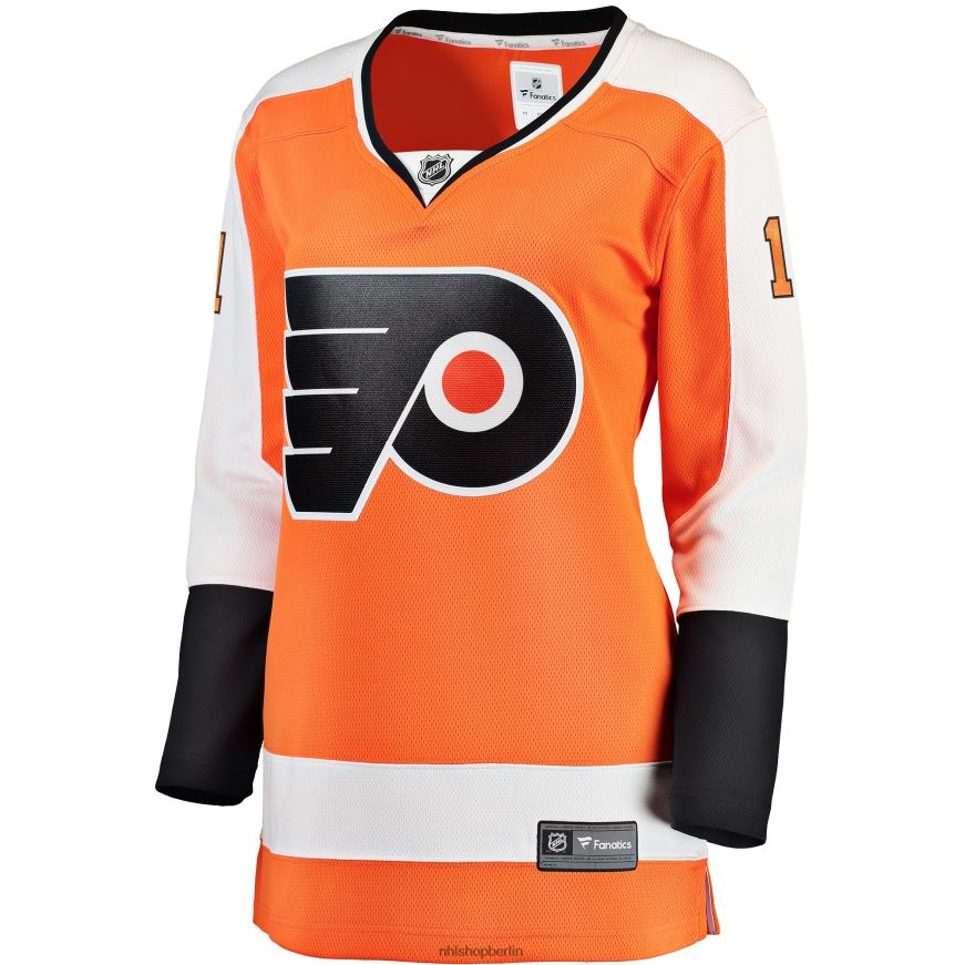 Frauen NHL Orangefarbenes Breakaway-Spielertrikot der Philadelphia Flyers mit Fanatics-Logo von Travis Konecny Kleidung BF680T2330