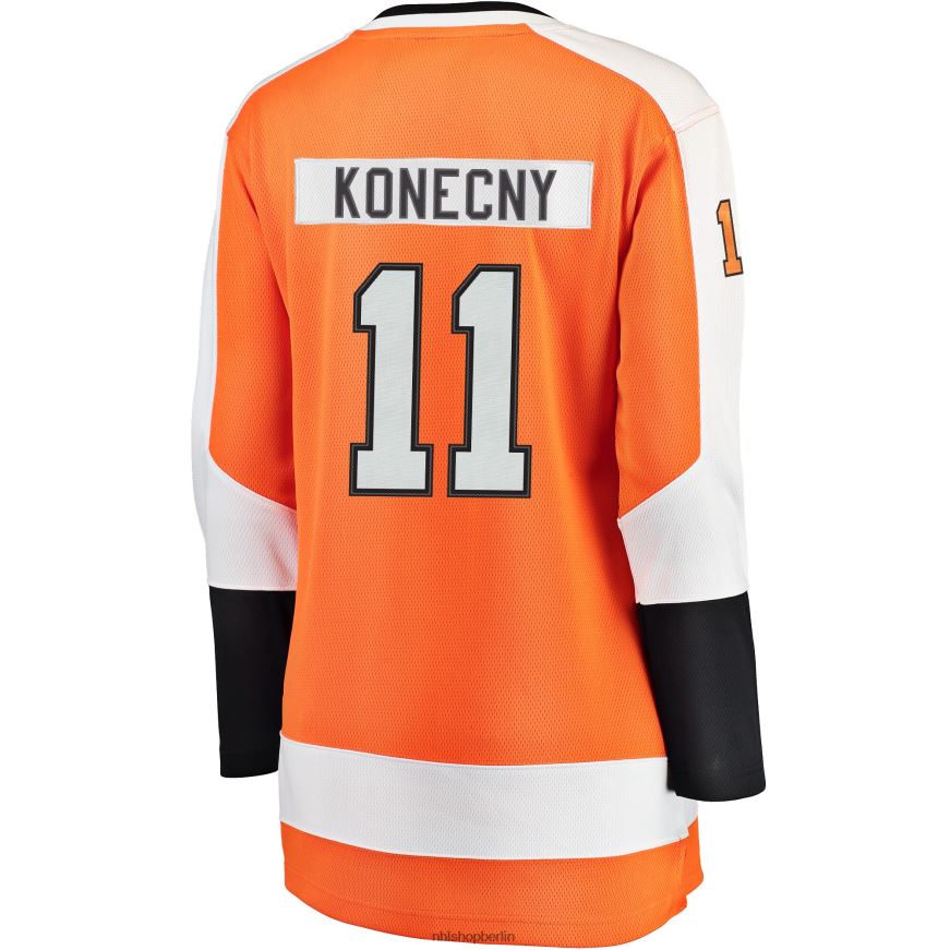 Frauen NHL Orangefarbenes Breakaway-Spielertrikot der Philadelphia Flyers mit Fanatics-Logo von Travis Konecny Kleidung BF680T2330