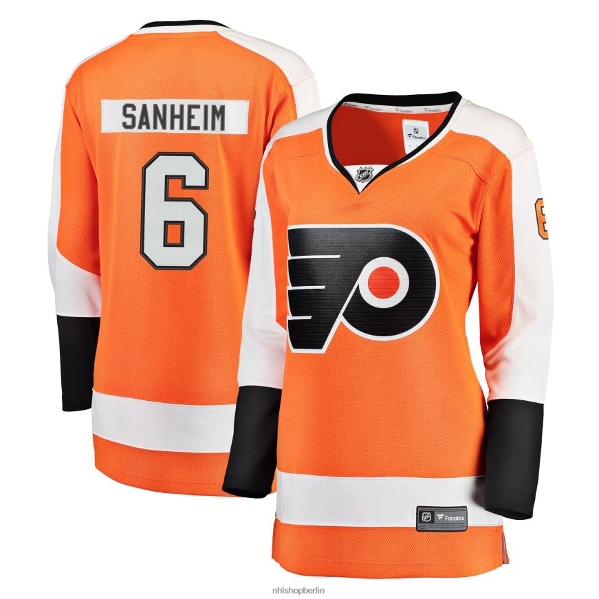 Frauen NHL Orangefarbenes Breakaway-Spielertrikot der Philadelphia Flyers mit Fanatics-Logo von Travis Sanheim Kleidung BF680T2378