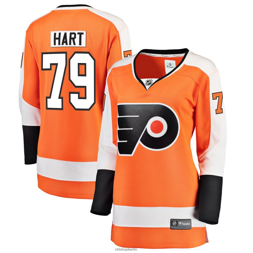 Frauen NHL Orangefarbenes Home-Breakaway-Spielertrikot der Philadelphia Flyers mit Carter-Hart-Fanatiker-Logo Kleidung BF680T2302