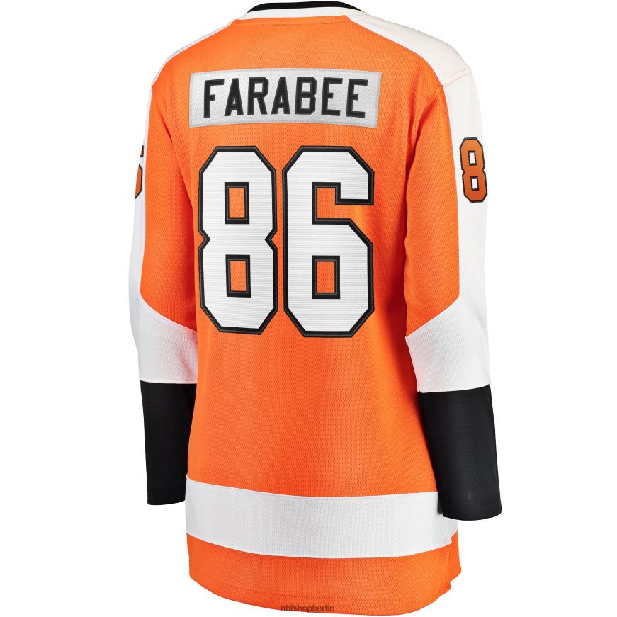 Frauen NHL Orangefarbenes Home-Breakaway-Spielertrikot der Philadelphia Flyers mit Fanatics-Logo von Joel Farabee Kleidung BF680T1966