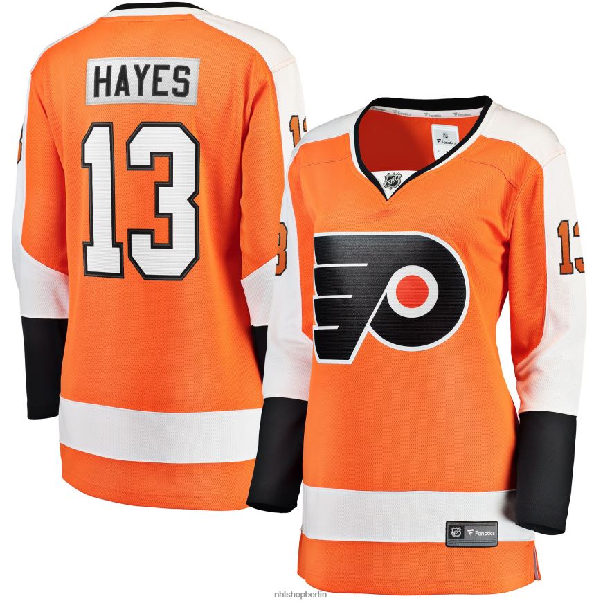 Frauen NHL Orangefarbenes Home-Breakaway-Trikot der Philadelphia Flyers mit Fanatics-Logo von Kevin Hayes Kleidung BF680T1768