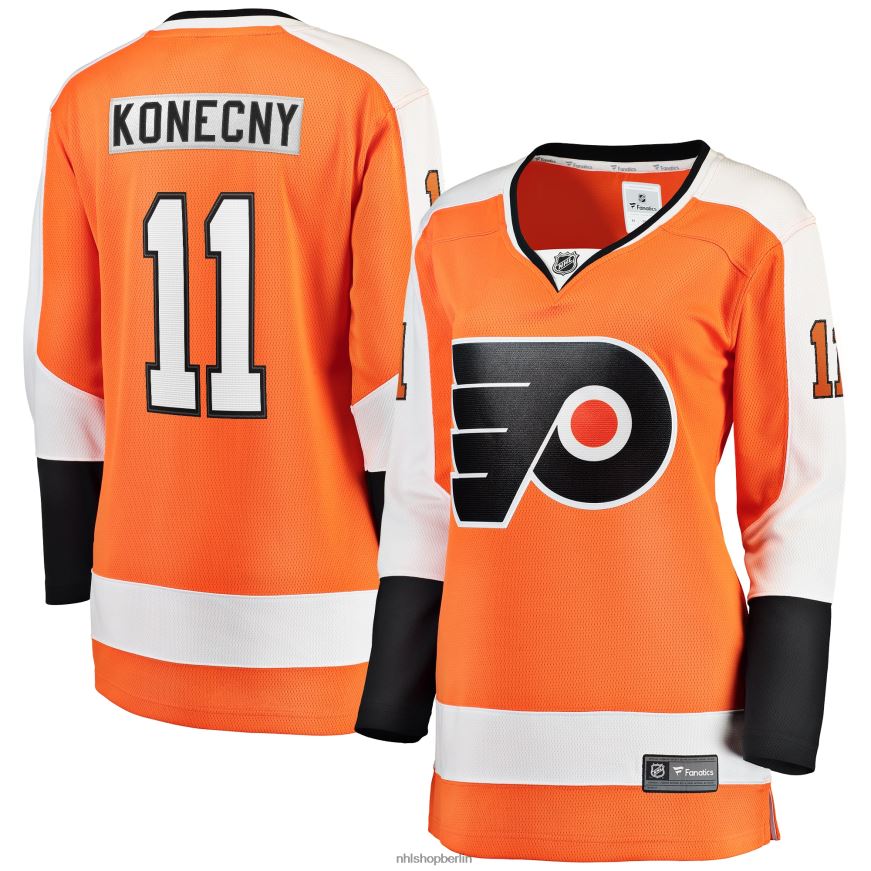 Frauen NHL Philadelphia Flyers Travis Konecny ​​Fanatics-gebrandetes orangefarbenes Home-Trikot für Premier-Breakaway-Spieler Kleidung BF680T877