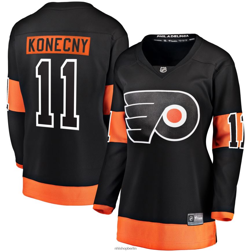 Frauen NHL Philadelphia Flyers Travis Konecny ​​Fanatics gebrandetes schwarzes alternatives Premier Breakaway-Trikot Kleidung BF680T1233