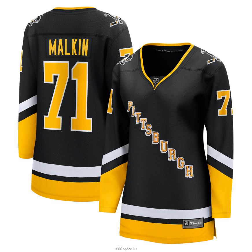 Frauen NHL Pittsburgh Penguins Evgeni Malkin Fanatics gebrandetes schwarzes 2021/22 alternatives Premier Breakaway-Spielertrikot Kleidung BF680T930