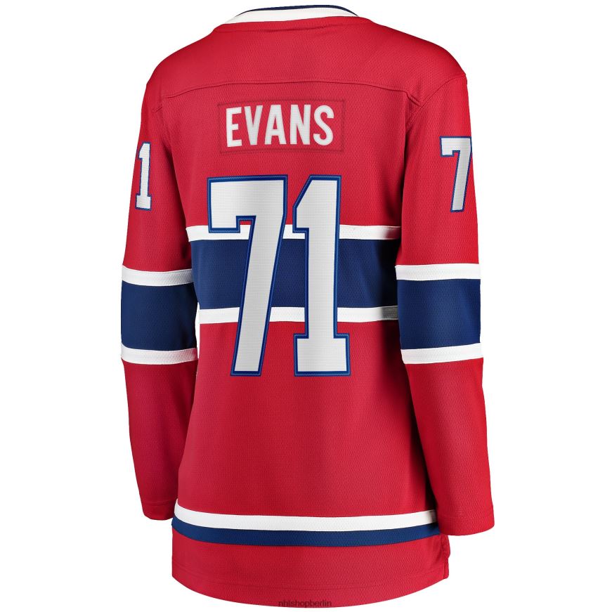 Frauen NHL Rotes Breakaway-Heimtrikot der Montreal Canadiens mit Fanatics-Logo von Jake Evans Kleidung BF680T1904