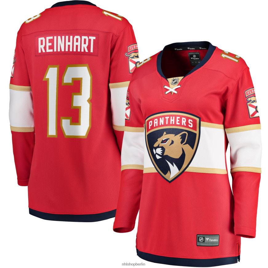 Frauen NHL Rotes Breakaway-Spielertrikot der Florida Panthers mit Fanatics-Logo von Sam Reinhart Kleidung BF680T1477