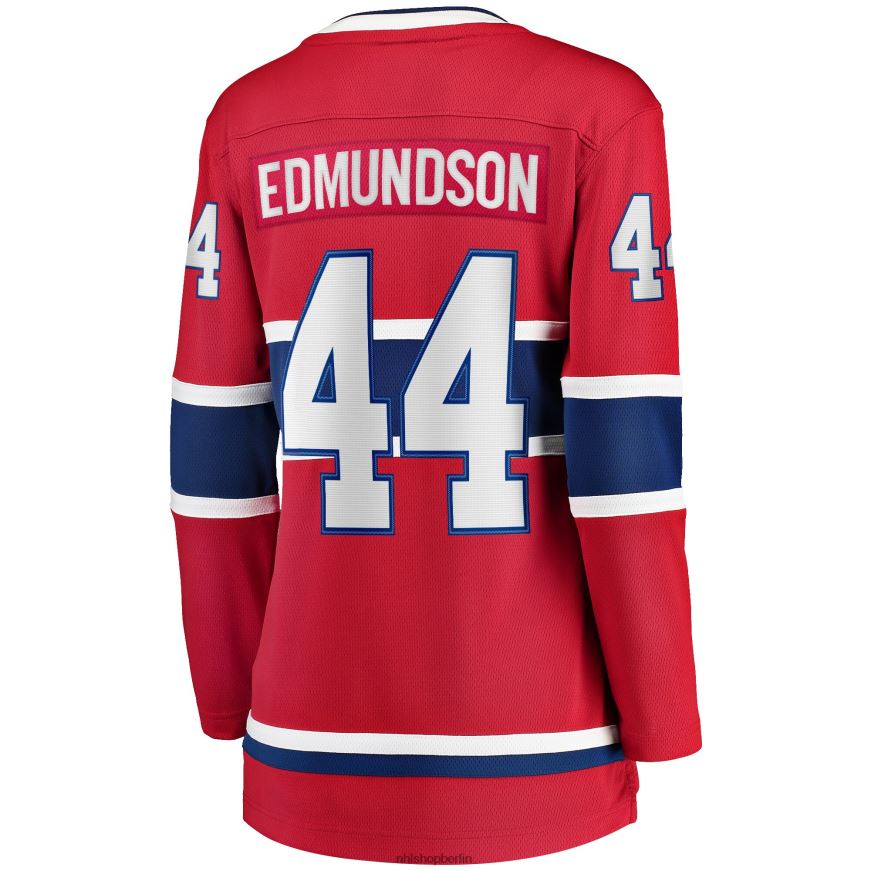 Frauen NHL Rotes Breakaway-Spielertrikot der Montreal Canadiens mit Fanatics-Logo und Joel Edmundson-Logo Kleidung BF680T2167