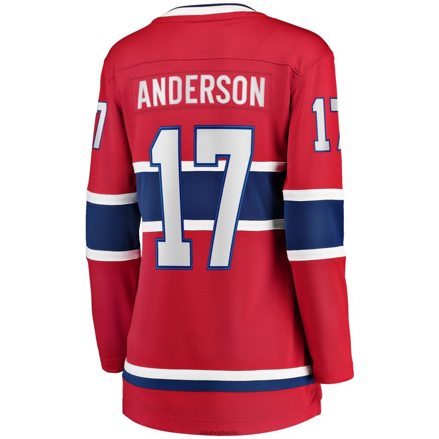 Frauen NHL Rotes Breakaway-Spielertrikot der Montreal Canadiens mit Josh Anderson Fanatics-Logo Kleidung BF680T2411