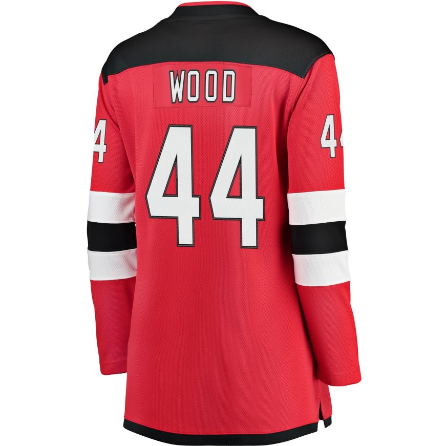 Frauen NHL Rotes Breakaway-Trikot der New Jersey Devils Miles Wood Fanatics mit Logo Kleidung BF680T725