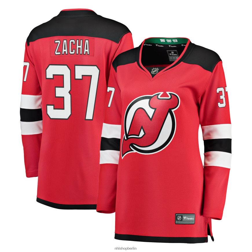 Frauen NHL Rotes Breakaway-Trikot der New Jersey Devils mit Pavel Zacha Fanatics-Logo Kleidung BF680T2425