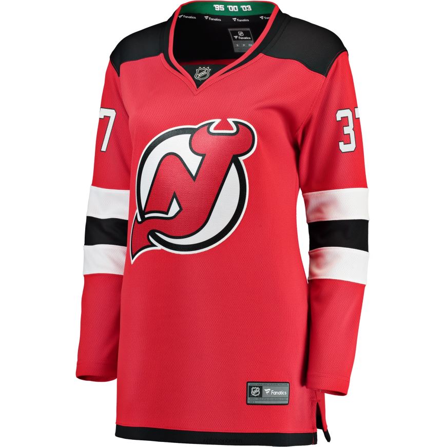 Frauen NHL Rotes Breakaway-Trikot der New Jersey Devils mit Pavel Zacha Fanatics-Logo Kleidung BF680T2425