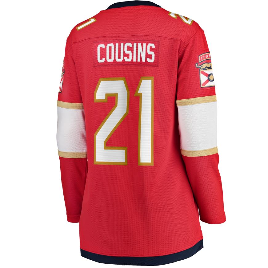 Frauen NHL Rotes Heim-Ausreißer-Spielertrikot der Florida Panthers mit Nick Cousins ​​Fanatics-Logo Kleidung BF680T1907