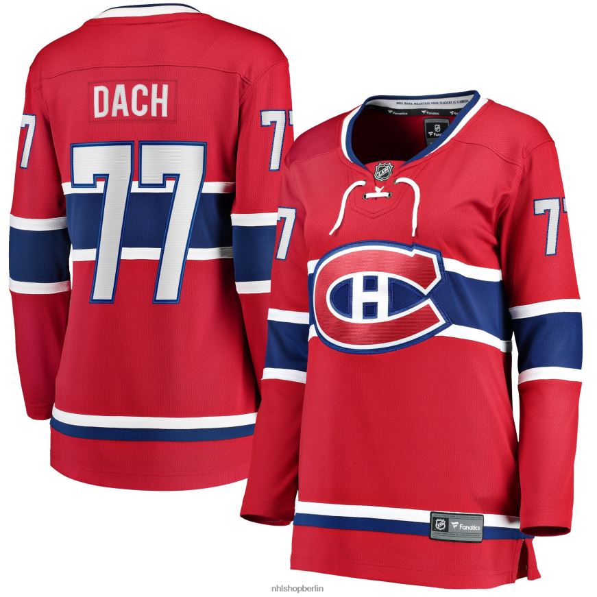 Frauen NHL Rotes Heim-Ausreißertrikot der Montreal Canadiens Kirby Dach mit Fanatics-Logo Kleidung BF680T2432