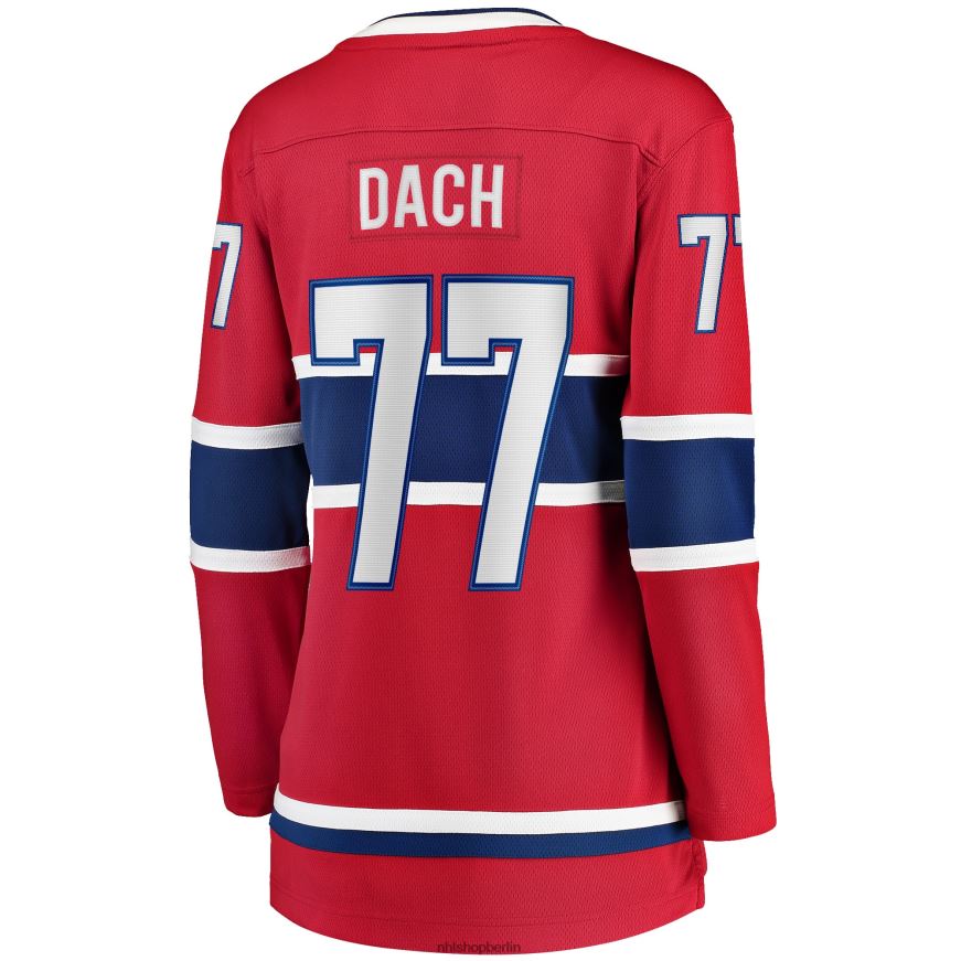 Frauen NHL Rotes Heim-Ausreißertrikot der Montreal Canadiens Kirby Dach mit Fanatics-Logo Kleidung BF680T2432