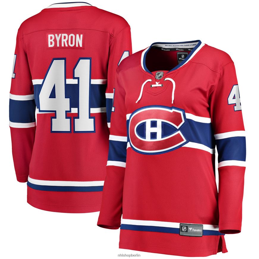 Frauen NHL Rotes Heim-Ausreißertrikot der Montreal Canadiens mit Fanatics-Logo von Paul Byron Kleidung BF680T2286