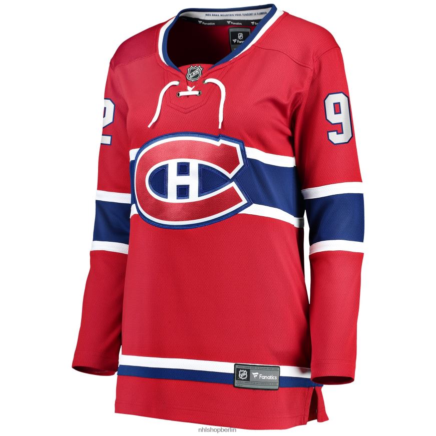 Frauen NHL Rotes Heim-Ausreißertrikot der Montreal Canadiens mit Jonathan Drouin Fanatics-Logo Kleidung BF680T2248