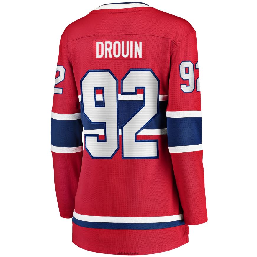 Frauen NHL Rotes Heim-Ausreißertrikot der Montreal Canadiens mit Jonathan Drouin Fanatics-Logo Kleidung BF680T2248