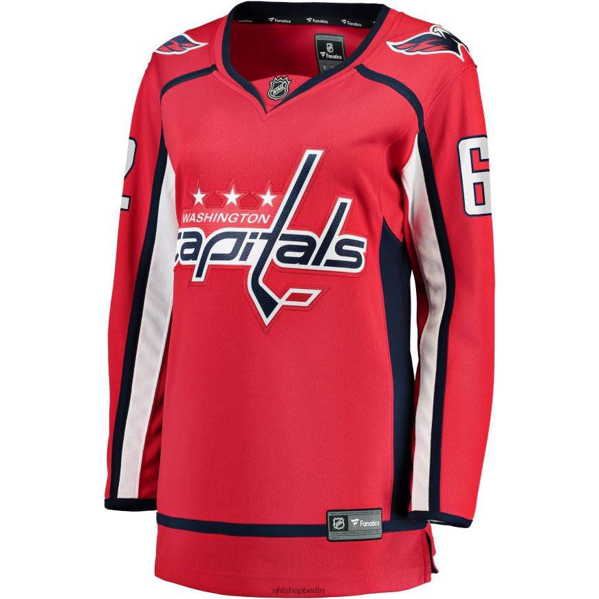 Frauen NHL Rotes Heim-Ausreißertrikot der Washington Capitals mit Fanatics-Logo von Carl Hagelin Kleidung BF680T2337