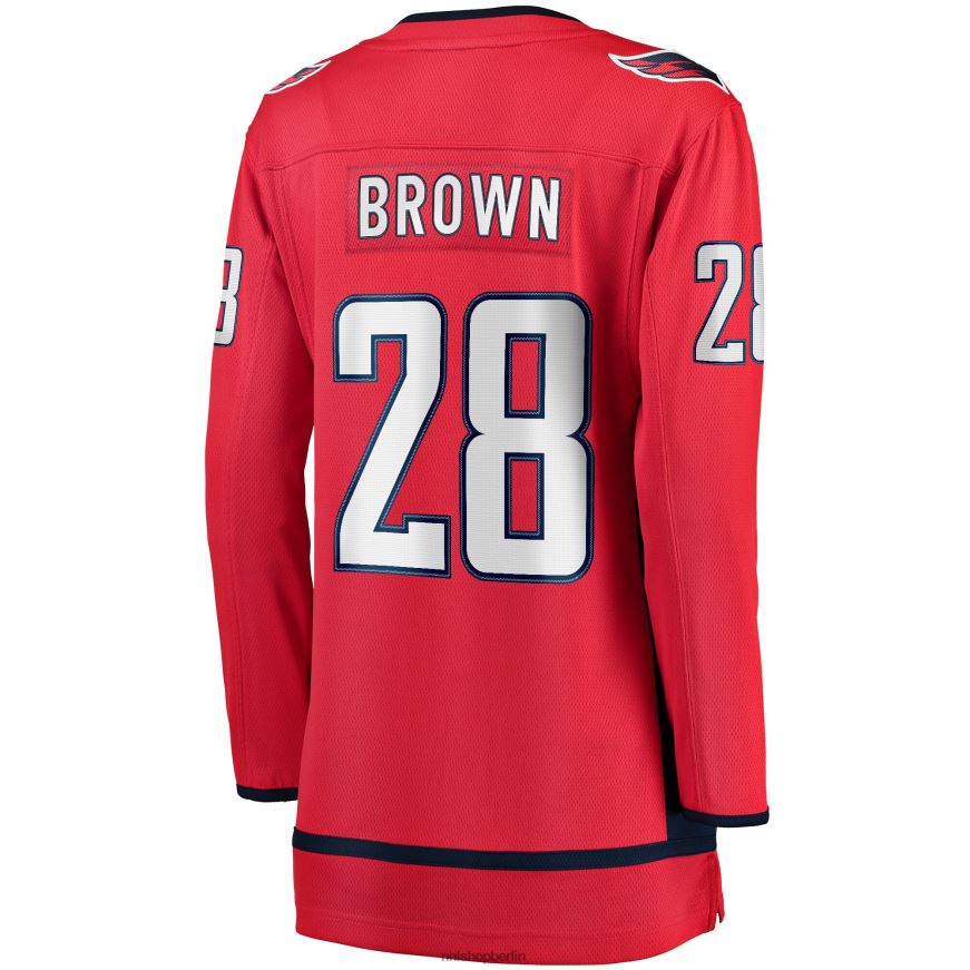 Frauen NHL Rotes Heim-Ausreißertrikot der Washington Capitals mit Fanatics-Logo von Connor Brown Kleidung BF680T2406