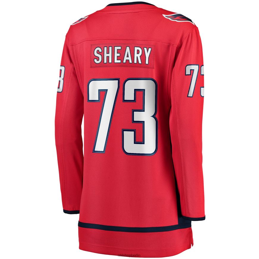 Frauen NHL Rotes Heim-Ausreißertrikot der Washington Capitals mit Fanatics-Logo von Conor Sheary Kleidung BF680T1766