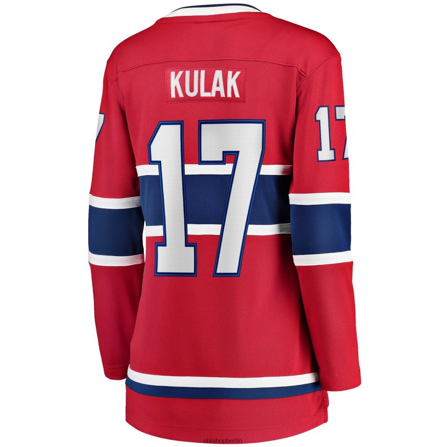 Frauen NHL Rotes Heim-Breakaway-Spielertrikot der Montreal Canadiens mit Brett Kulak Fanatics-Logo Kleidung BF680T2396