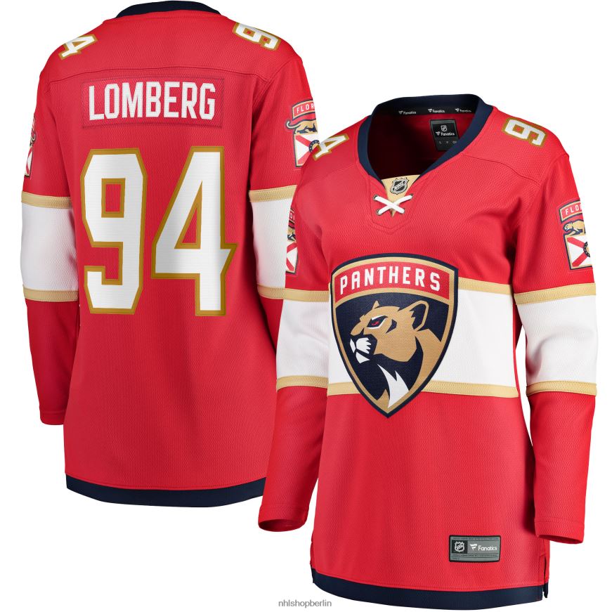 Frauen NHL Rotes Home-Breakaway-Spielertrikot der Florida Panthers mit Fanatics-Logo von Ryan Lomberg Kleidung BF680T2430