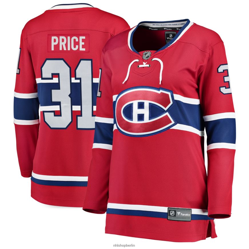 Frauen NHL Rotes Home-Breakaway-Spielertrikot der Montreal Canadiens mit Carey Price Fanatics-Logo Kleidung BF680T1001