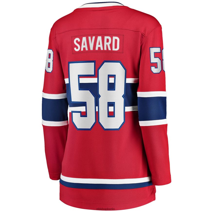 Frauen NHL Rotes Home-Breakaway-Spielertrikot der Montreal Canadiens mit David Savard Fanatics-Logo Kleidung BF680T2133