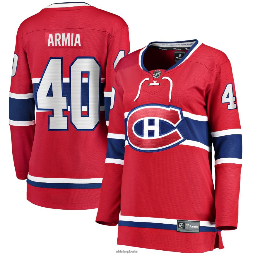 Frauen NHL Rotes Home-Breakaway-Spielertrikot der Montreal Canadiens mit Joel Armia Fanatics-Logo Kleidung BF680T2207