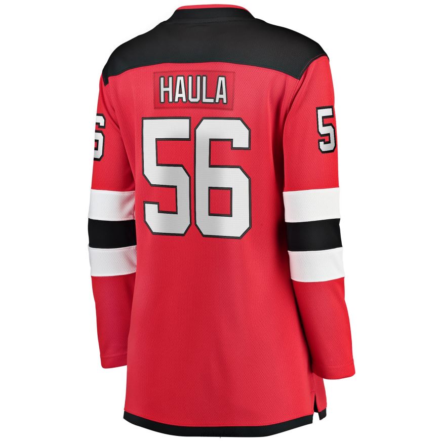 Frauen NHL Rotes Home-Breakaway-Spielertrikot der New Jersey Devils mit Erik Haula Fanatics-Logo Kleidung BF680T2282