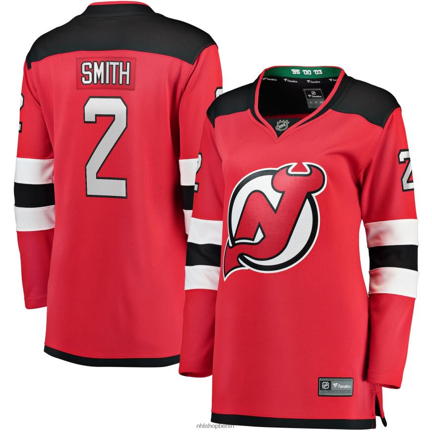 Frauen NHL Rotes Home-Breakaway-Spielertrikot der New Jersey Devils mit Fanatics-Logo von Brendan Smith Kleidung BF680T1763