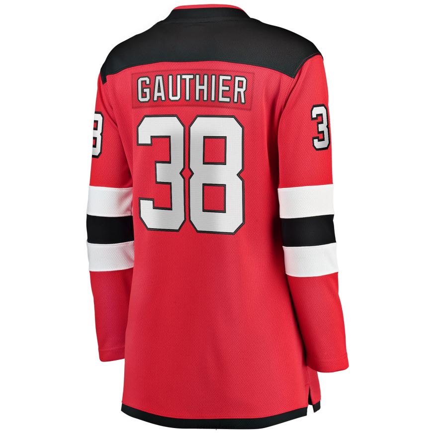 Frauen NHL Rotes Home-Breakaway-Spielertrikot der New Jersey Devils mit Fanatics-Logo von Frederik Gauthier Kleidung BF680T2305