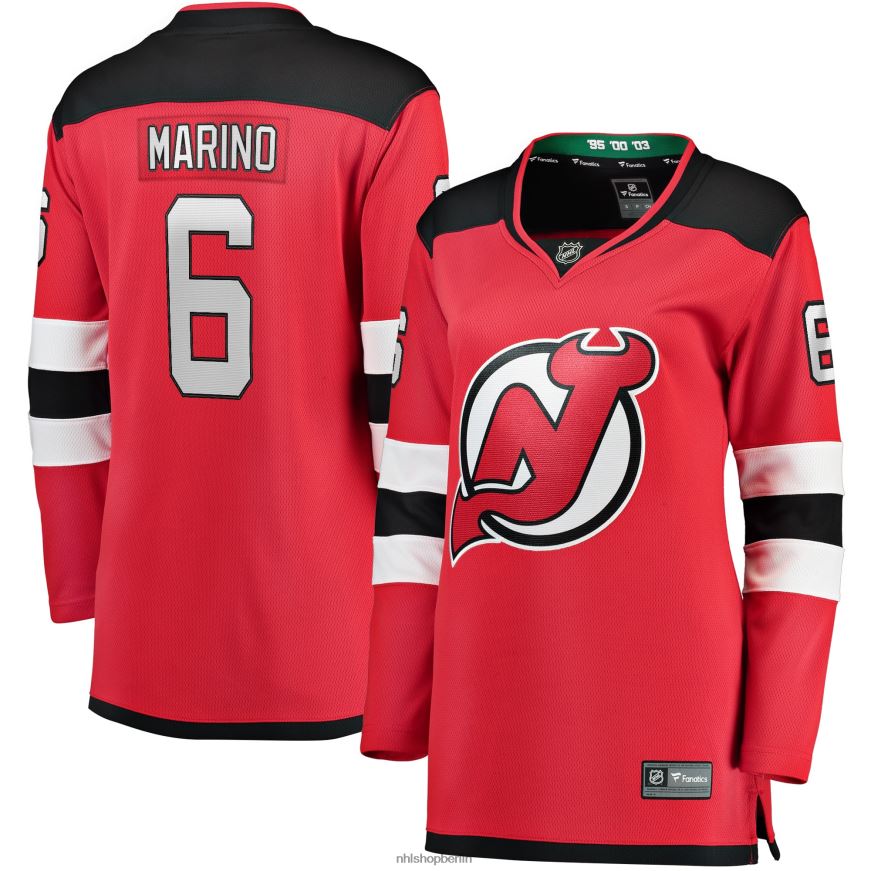 Frauen NHL Rotes Home-Breakaway-Spielertrikot der New Jersey Devils mit Fanatics-Logo von John Marino Kleidung BF680T1361