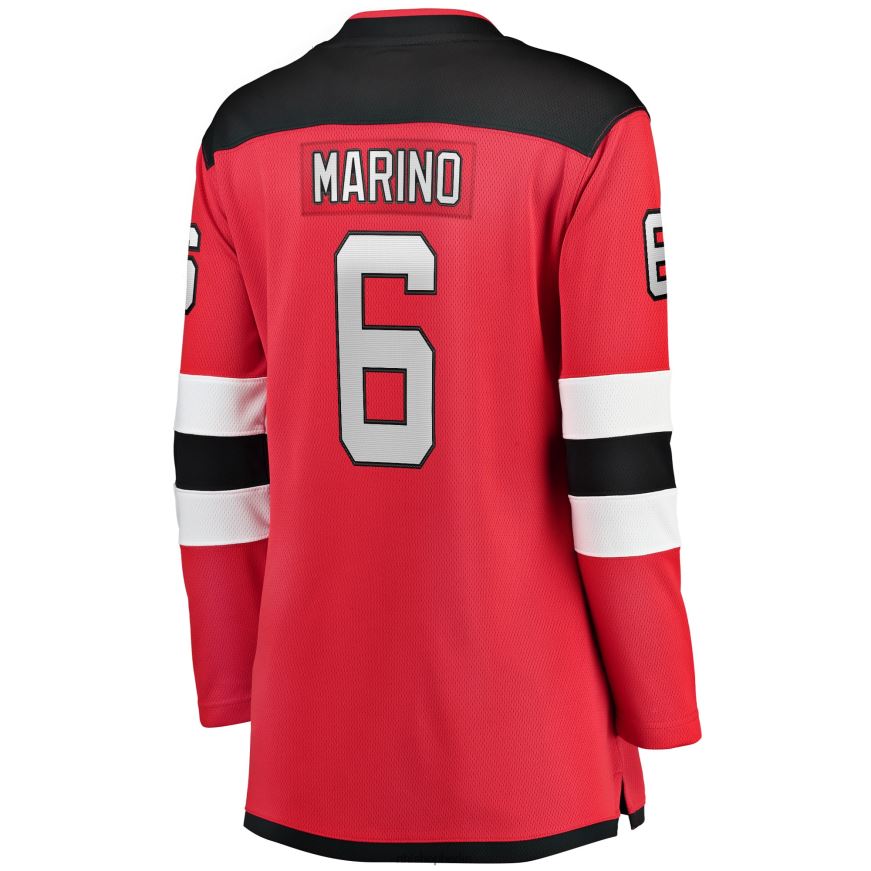 Frauen NHL Rotes Home-Breakaway-Spielertrikot der New Jersey Devils mit Fanatics-Logo von John Marino Kleidung BF680T1361