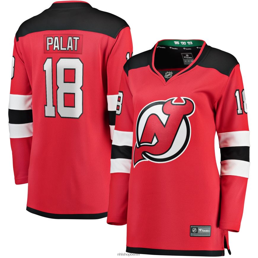 Frauen NHL Rotes Home-Breakaway-Spielertrikot der New Jersey Devils mit Fanatiker-Logo von Ondrej Palat Kleidung BF680T2349