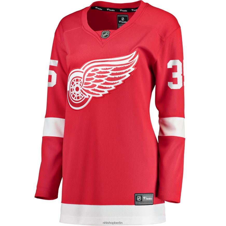 Frauen NHL Rotes Home-Breakaway-Spielertrikot mit Detroit Red Wings Ville Husso Fanatics-Logo Kleidung BF680T1018