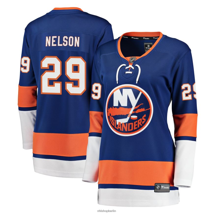 Frauen NHL Royal Breakaway-Spielertrikot der New York Islanders mit Brock Nelson Fanatics-Logo Kleidung BF680T1533