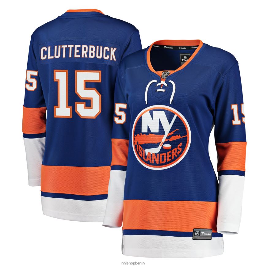 Frauen NHL Royal Breakaway-Spielertrikot der New York Islanders mit Cal Clutterbuck Fanatics-Logo Kleidung BF680T1701