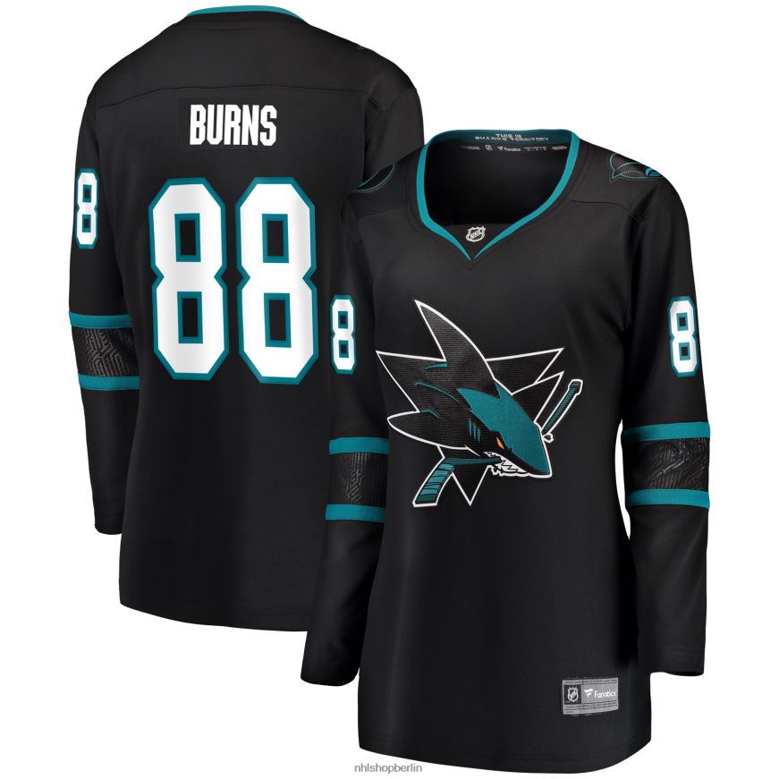 Frauen NHL San Jose Sharks Brent Burns Fanatics-gebrandetes schwarzes Alternative-Breakaway-Spielertrikot Kleidung BF680T2312