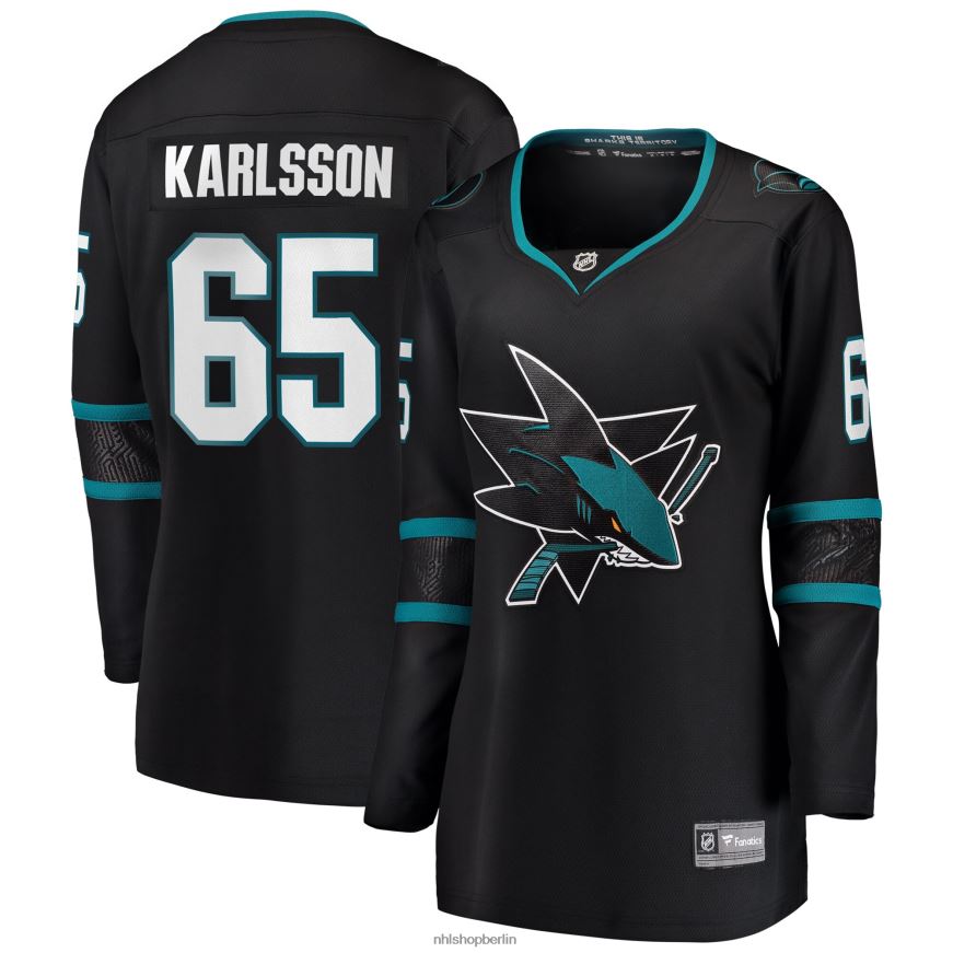 Frauen NHL San Jose Sharks Erik Karlsson Fanatics-gebrandetes schwarzes Alternative-Breakaway-Spieler-Trikot Kleidung BF680T1859