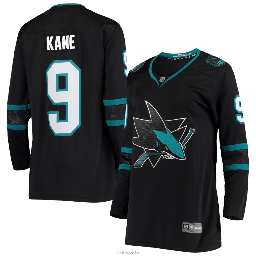 Frauen NHL San Jose Sharks Evander Kane Fanatics-gebrandetes schwarzes Breakaway-Alternative-Spieler-Trikot Kleidung BF680T1825