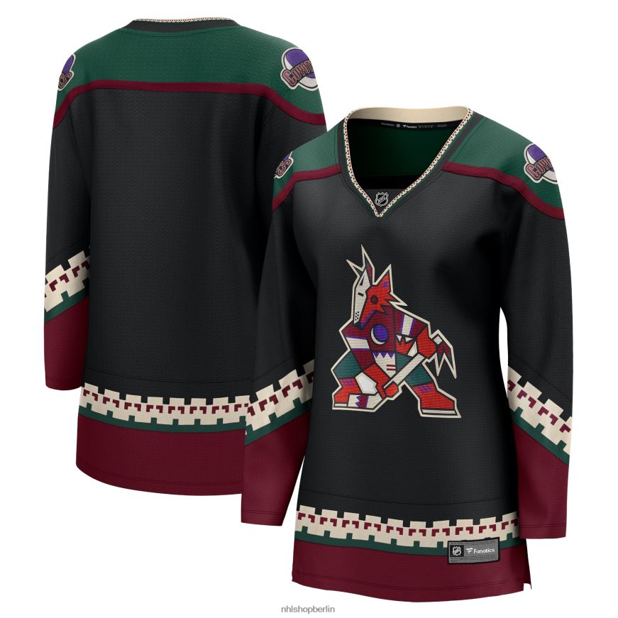 Frauen NHL Schwarzes Breakaway-Heimtrikot 2021/22 mit Fanatics-Logo der Arizona Coyotes Kleidung BF680T772