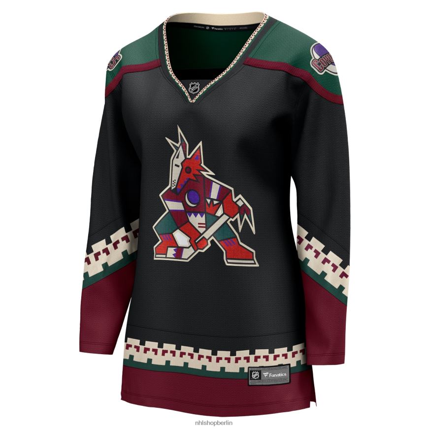 Frauen NHL Schwarzes Breakaway-Heimtrikot 2021/22 mit Fanatics-Logo der Arizona Coyotes Kleidung BF680T772