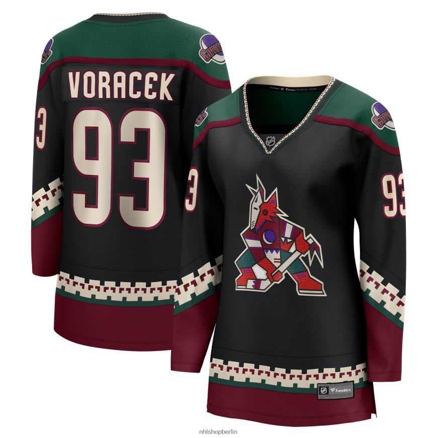 Frauen NHL Schwarzes Breakaway-Heimtrikot der Arizona Coyotes mit Jakub Voracek Fanatics-Logo Kleidung BF680T1629