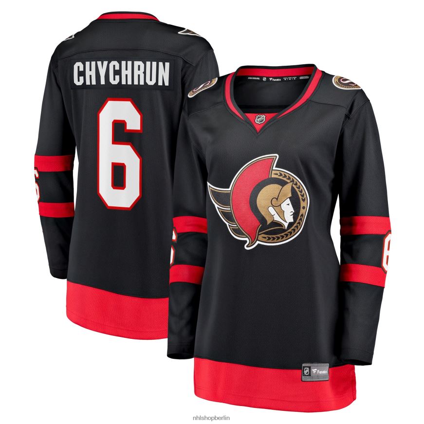 Frauen NHL Schwarzes Breakaway-Heimtrikot der Ottawa Senators mit Jakob Chychrun Fanatics-Logo Kleidung BF680T1677