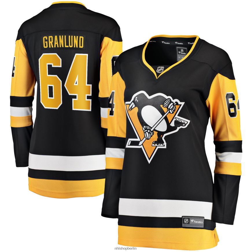 Frauen NHL Schwarzes Breakaway-Heimtrikot der Pittsburgh Penguins mit Mikael Granlund Fanatics-Logo Kleidung BF680T2130