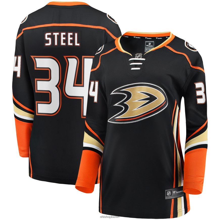 Frauen NHL Schwarzes Breakaway-Spielertrikot 2017 der Anaheim Ducks mit Sam Steel Fanatics-Logo Kleidung BF680T2134