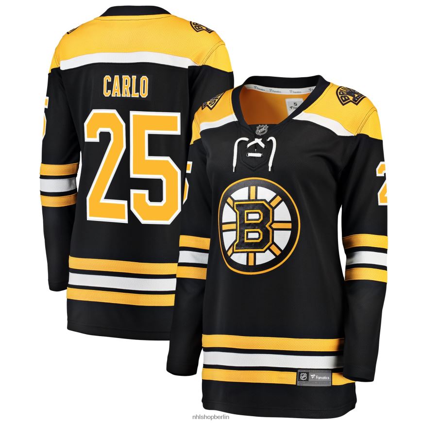 Frauen NHL Schwarzes Breakaway-Spielertrikot der Boston Bruins mit Brandon Carlo Fanatics-Logo Kleidung BF680T1856